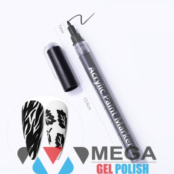 Карандаш-маркер для дизайна ногтей черный 01