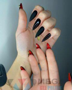 Черно-красные ногти в стиле Кристиана Лубутена