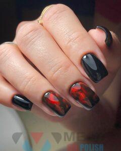 Красивый дизайн черных ногтей