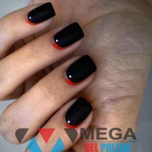 Красно-черные полосатые ногти новинки