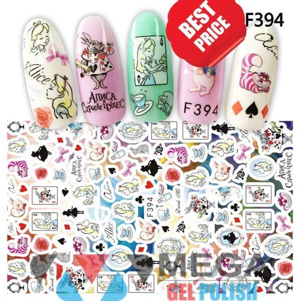 Лаковые наклейки для ногтей Алиса в стране чудес 394