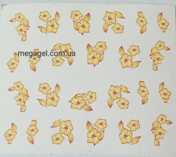 Слайдер дизайн, наклейки на ногти желтые цветы 1017